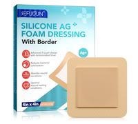 Pansement Absorbant en Mousse Adhésive de Silicone - Déperlants et Extra-Flexibles, Pouvoir Adhésif Elevé, für leichte Exsudatwunden, Blasen, Akne, oberflächliche Wundversorgung, 10 cm x 10 cm, 5PCS