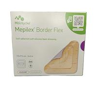 Pansement adhésif en mousse de silicone souple Mepilex Border Flex - 7,5 x 7,5 cm - Pansement stérile
