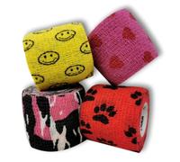 Pansement auto-adhésif LisaCare - plâtre élastique, imperméable, repoussant la poussière, la graisse et la saleté - coloré avec des motifs - 4 rouleaux de 2,5cm x 4,5m (5cm, filles)