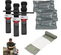 Pansement Israélien 3PCS et 3 Garrots Tourniquets de Premiers Secours, Bandage de Compression 6" pour Soins d’Urgence, Blessures, Trousse de Secours Militaire et Extérieure