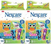 Pansements Nexcare Happy Kids Mix Plasters, Assortiment, 50/Boîte (Lot de 2)