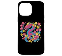 Pansexual Japanese Dragon Pan Pride Flag Colors Floral Coque pour iPhone 13 Pro Max