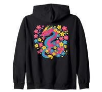 Pansexual Japanese Dragon Pan Pride Flag Colors Floral Sweat à Capuche