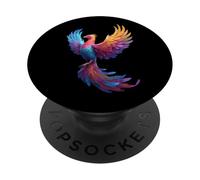 Pansexual Phoenix Bird Pan Pride Flag Rising From Ashes PopSockets PopGrip Adhésif