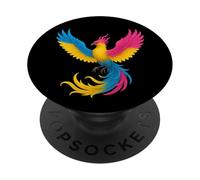 Pansexual Phoenix Bird Pan Pride Flag Rising From Ashes PopSockets PopGrip Adhésif