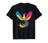 Pansexual Phoenix Bird Pan Pride Flag Rising From Ashes T-Shirt