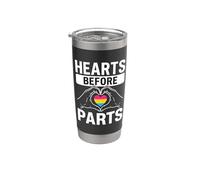 Pansexual Pride Hearts Before Parts Gobelet isotherme en acier inoxydable double paroi