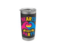 Pansexual Pride Hearts Before Parts Gobelet isotherme en acier inoxydable double paroi