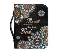 Panskyllis Housse de bible pour homme et femme en cuir synthétique résistant à la poussière Sac de rangement pratique avec poignée Taille M-2XL, Be Still and Know That I Am God, XX-Large