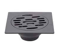 Pansqize Drain De Douche Carré en Acier Inoxydable Drain De Plancher 4 Pouces Noir avec Grille De Couvercle Amovible(Drain de Plancher commun)