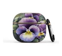 Pansy Perfection - Coque pour écouteurs sans fil de 3e génération ultra légers - Coque de protection complète contre les chutes avec porte-clés - Jolie coque rigide de protection à DEL avant visible