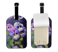 Pansy Perfection - Étiquettes de bagage personnalisées en cuir, étiquettes d'identification de voyage imperméables avec housse de confidentialité pour valises, sacs, croisières.