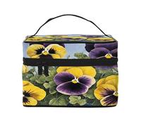 Pansy Perfection - Grande trousse de maquillage imperméable pour voyage et salle de sport, organiseur de maquillage avec 4 sangles élastiques et compartiments, tissu sergé de qualité supérieure., Noir