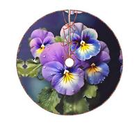 Pansy Perfection Jupe de sapin de Noël en imitation chanvre avec bordure imprimée pour fête de famille (91,4 cm)