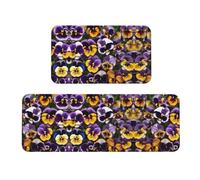 Pansy Perfection Lot de 2 grands tapis de cuisine imprimés pour sol de cuisine Tapis de sol confortable