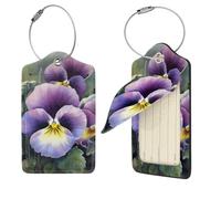 Pansy Perfection Lot de 4 étiquettes de bagage en cuir synthétique avec boucle en acier inoxydable et carte d'adresse, étiquettes de bagages, étiquettes de voyage, étiquettes d'identification pour