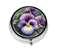 Pansy Perfection Pilulier avec miroir, 3 compartiments pour sac à main ou poche, mini pilulier en métal pour voyage, médicaments, vitamines, cadeau de voyage