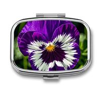 Pansy Perfection Pilulier carré portable avec 2 compartiments, pilulier de vitamines pour poche, sac à main et voyage