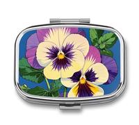 Pansy Perfection - Pilulier carré portable avec 2 compartiments - Pilulier de vitamines pour poche, sac à main et voyage