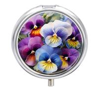 Pansy Perfection - Pilulier rond portable - Étanche - Pour poche et sac à main - Pratique au quotidien