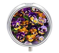 Pansy Perfection - Pilulier rond portable - Étanche - Pour poche et sac à main - Pratique au quotidien