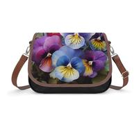 Pansy Perfection Sac à bandoulière en cuir pour femme Sac à main de voyage Sac fourre-tout pour un usage quotidien, Pensée Perfection, One Size, Fleurs et animaux