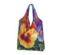 Pansy Perfection Sac à provisions réutilisable en tissu Motif imprimé, noir, 1 Pack