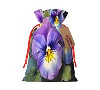 Pansy Perfection - Sacs en toile de jute avec cordon de serrage - Pochettes écologiques réutilisables pour cadeaux de mariage, de Noël et d'anniversaire.