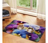 Pansy Perfection Tapis de nourriture pour chien, 40,6 x 61 cm, antidérapant, super absorbant, passe au lave-vaisselle, pour la nourriture et l'eau, joli tapis d'alimentation à séchage rapide pour