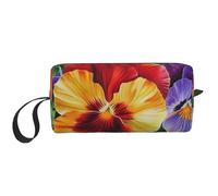Pansy Perfection Trousse de maquillage imprimée avec poignée, légère et portable, organisateur de cosmétiques pour voyage, gym et usage quotidien - Cadeau pour femmes et filles, blanc, Taille unique
