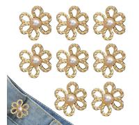 Pant Waist Tightener - Flower Button Pins Set of 8 for Instant Resize, Adjustable Removable Pant Tightener for Women's Clothing, Decorative Dress Waist Shaping Fashion Accessories 12mm