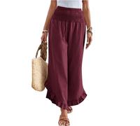 Pantacourt Blanc Femme Fluide Stretch Lin Coton Thai Carotte D'Intérieur Fuseau Chic Bouffant Danse Bas Resserré Cheville Ventes Flash du Jour Haute Pantalon Blanc Lin Vin XXL