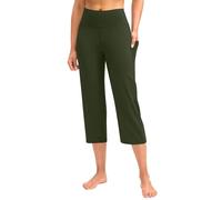 Pantacourt capri pour femme avec poches grande taille - Legging capri coupe droite - Pantalon de yoga court - Pantalon de yoga évasé, ag, L