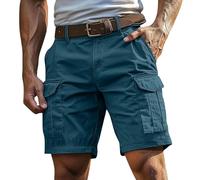 Pantacourt Cargo, Été Camping Marque Lin Golf Fishing Pêche Baggy Cyclisme Travail Couleur Uni Tactique Voyage Batiment Sport Chantier Peintre Fitness Jogging Bermuda de Travail,L