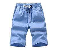 Pantacourt décontracté et respirant pour homme - En coton - Avec cordon de serrage, bleu, 3XL