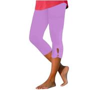 Pantacourt D'été Habillé pour Femme Pantalon de yoga Confortable et Extensible Pantalon de Compression D'entraînement Chic Élastique Taille Haute Couleur Unie Pantalons Legging 3/4 Course à Pied