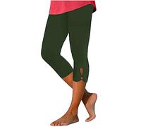 Pantacourt D'été Habillé pour Femme Pantalon de yoga Confortable et Extensible Pantalon de Compression D'entraînement Chic Élastique Taille Haute Couleur Unie Pantalons Legging 3/4 Course à Pied