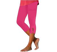 Pantacourt D'été Habillé pour Femme Pantalon de yoga Confortable et Extensible Pantalon de Compression D'entraînement Chic Élastique Taille Haute Couleur Unie Pantalons Legging 3/4 Course à Pied