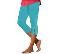 Pantacourt D'été Habillé pour Femme Pantalon de yoga Confortable et Extensible Pantalon de Compression D'entraînement Chic Élastique Taille Haute Couleur Unie Pantalons Legging 3/4 Course à Pied