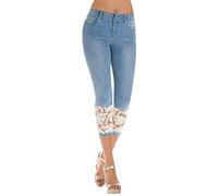 Pantacourt d'été pour femme Stretch Pantacourt pour femme 34 Jeans Capri Pantalon d'été léger Taille haute Legging extensible Élégant Longueur genoux Pantalon de sport Pantalon