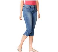 Pantacourt d'été pour femme - Taille haute : pantalon d'été léger 7 8 - Pantalon de sport élégant - Avec poches - Pantalon de loisirs - Stretch - Pour femme - Pantacourt d'été - Legging de gym, bleu
