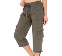 Pantacourt Femme éTé 3/4 Pantalon Cargo Femme éTé Leger Pantalon Travail Randonnée d'extérieur Corsaire Sport Jogging DéContracté Respirant Capri Pants avec Plusieurs Poches