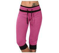 Pantacourt Femme Été Coton Cargo d'été 3/4 Long Capri Pantalon avec Poches Ete Ample Pantalon de Yoga Pilattes Jogging Pantalons Décontracté Pantacourt Grande Taille Pas Cher Cadeau Fête des Mères