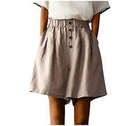 Pantacourt Femme ete Fluide en Lin Short Longueur Genou Jambe Large Jogging Pas Cher Shorts Lin Coton Sport Femmes ete Chic Large Fluide Shorts et Bermudas Grande Taille Élastique Short avec Poches