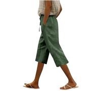 Pantacourt Femme Été Leger - Pantacourt Lin Femme Ete Pants Thin Corsaire avec Cordon De Serrage Pantalon avec Deux Poches Pant Couleur Pure Pants Printemps D'Été Pantalon Simple Corsaire