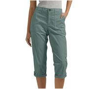Pantacourt Femme Été Pantalons 3/4 Cargo Décontracté Pantalon Corsaire Ceinture Élastique Couleur Unie Randonnée Pantalon Capri Sport Cargo Taille Haute Pantacourt de Travail Chasse avec Poche S-2XL