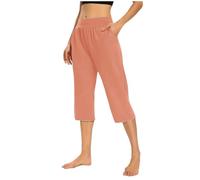 Pantacourt Femme Sport 3/4 Pantalon de Jogging Coton Léger Capri Pantalon Survêtement Respirant Yoga Gym Running Pantalons avec Poches Couleur Unie, Parfait pour Les Sports, Gym Pas Cher