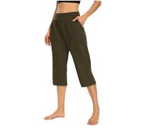 Pantacourt Femme Sport 3/4 Pantalon de Jogging Coton Léger Capri Pantalon Survêtement Respirant Yoga Gym Running Pantalons avec Poches Couleur Unie, Parfait pour Les Sports, Gym Pas Cher