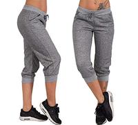 Pantacourt Femme Sport 3/4 Pantalon De Jogging Coton Léger Capri Pantalon Survêtement Yoga Gym Running Pantalons avec Poches, Parfait pour Les Sports, Gym Pas Cher