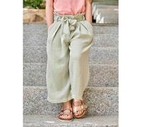 VERTBAUDET Pantacourt Fille Large Gaze de Coton Style Paperbag Vert Sauge 9A